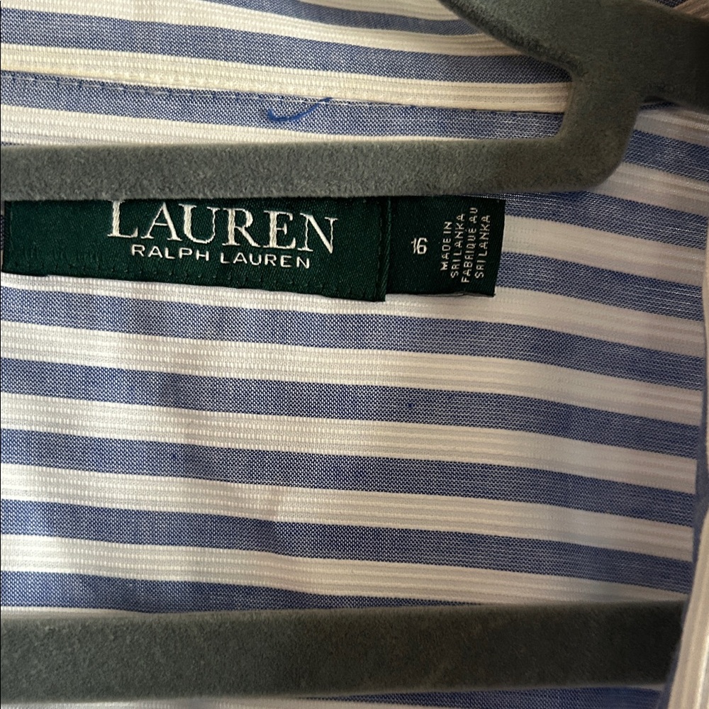 Lauren Ralph Lauren Striped Blue & White Tiered Shirt Dress - Picture 7 of 9
